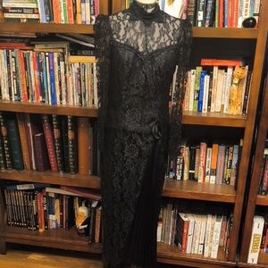 Vintage Black Lace Long Sleeve Dress